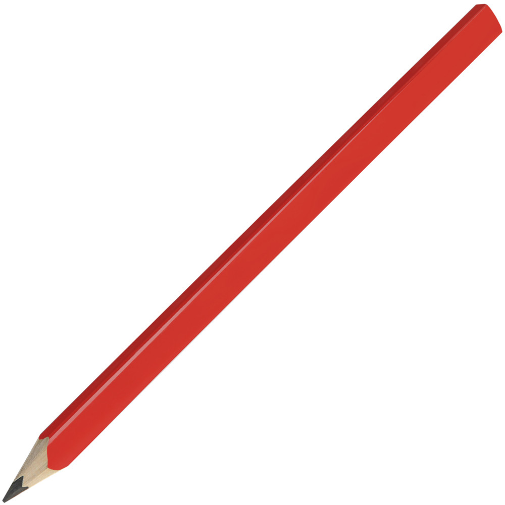 Zimmermannsbleistift, 24 cm, Made in EU, eckig-oval, gespitzt - rot