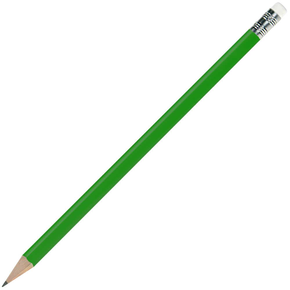 Bleistift rund, lackiert, Made in EU, FSC®, mit Radierer - Grün