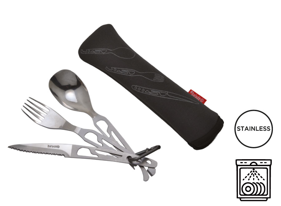 Besteckset 'Basecamp', mit einer Tasche aus Neopren