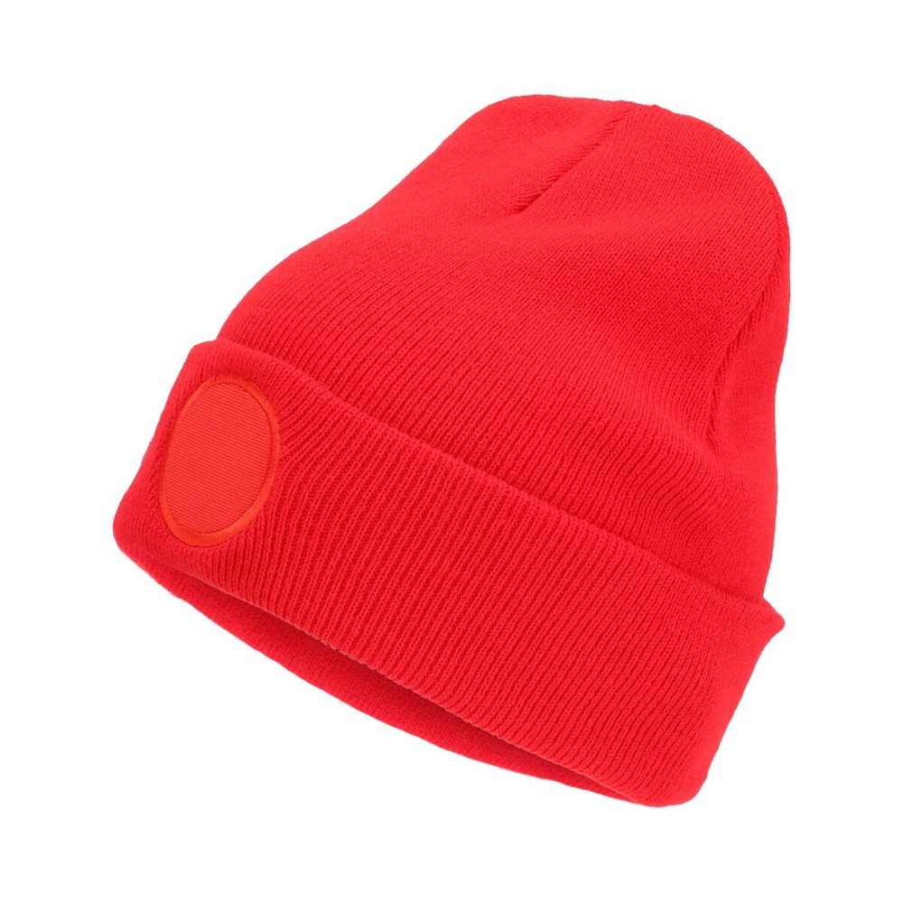 Niltons Strickmütze mit rundem Aufnäher - Rot (PMS 199c) / Rot