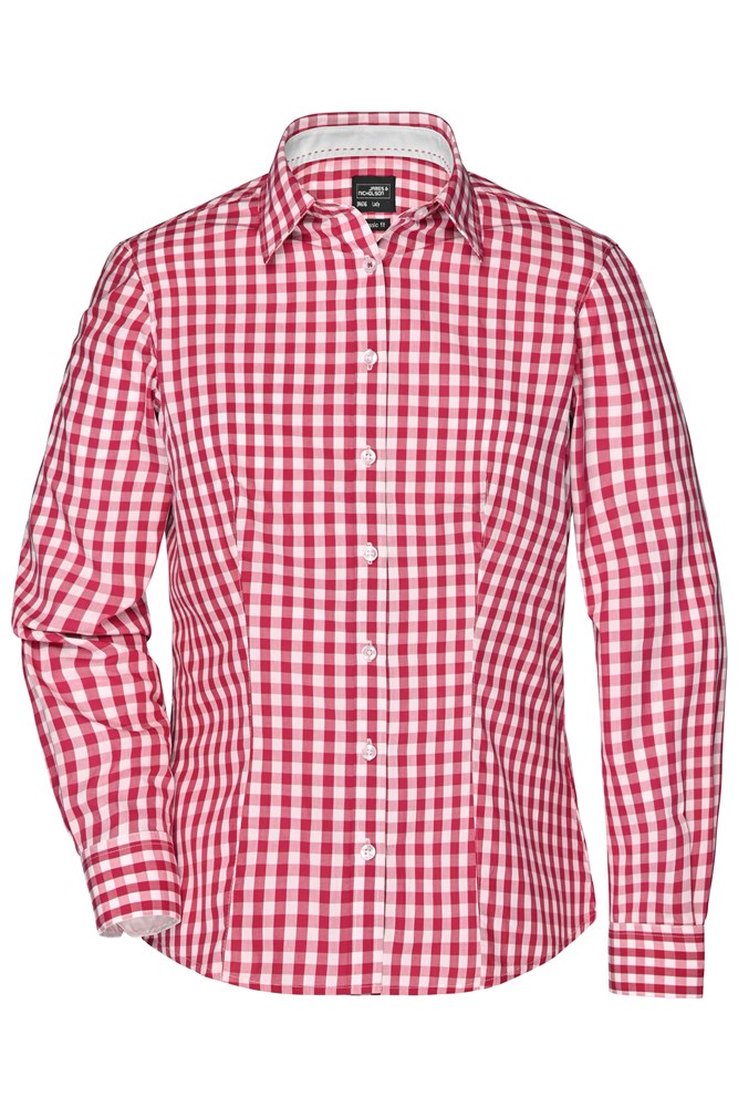 Ladies' Checked Blouse - Red/white (ca. Pantone 200C
white)
