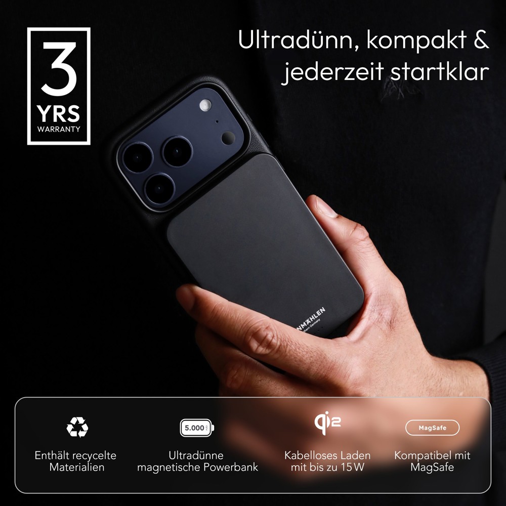 Evergreen Mag 5000 - Die magnetische Powerbank für den ganzen Tag - Schwarz