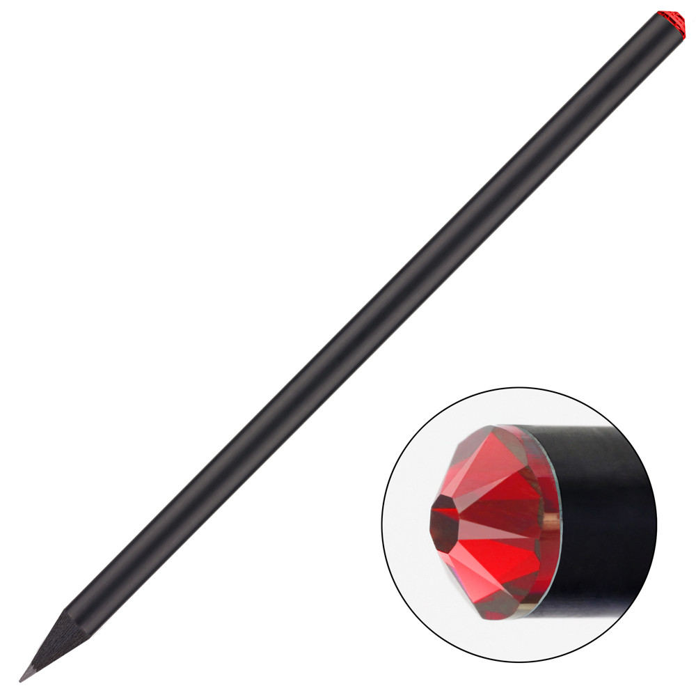 schwarzer Bleistift mit original Preciosa-Kristall, FSC® - schwarz / rot