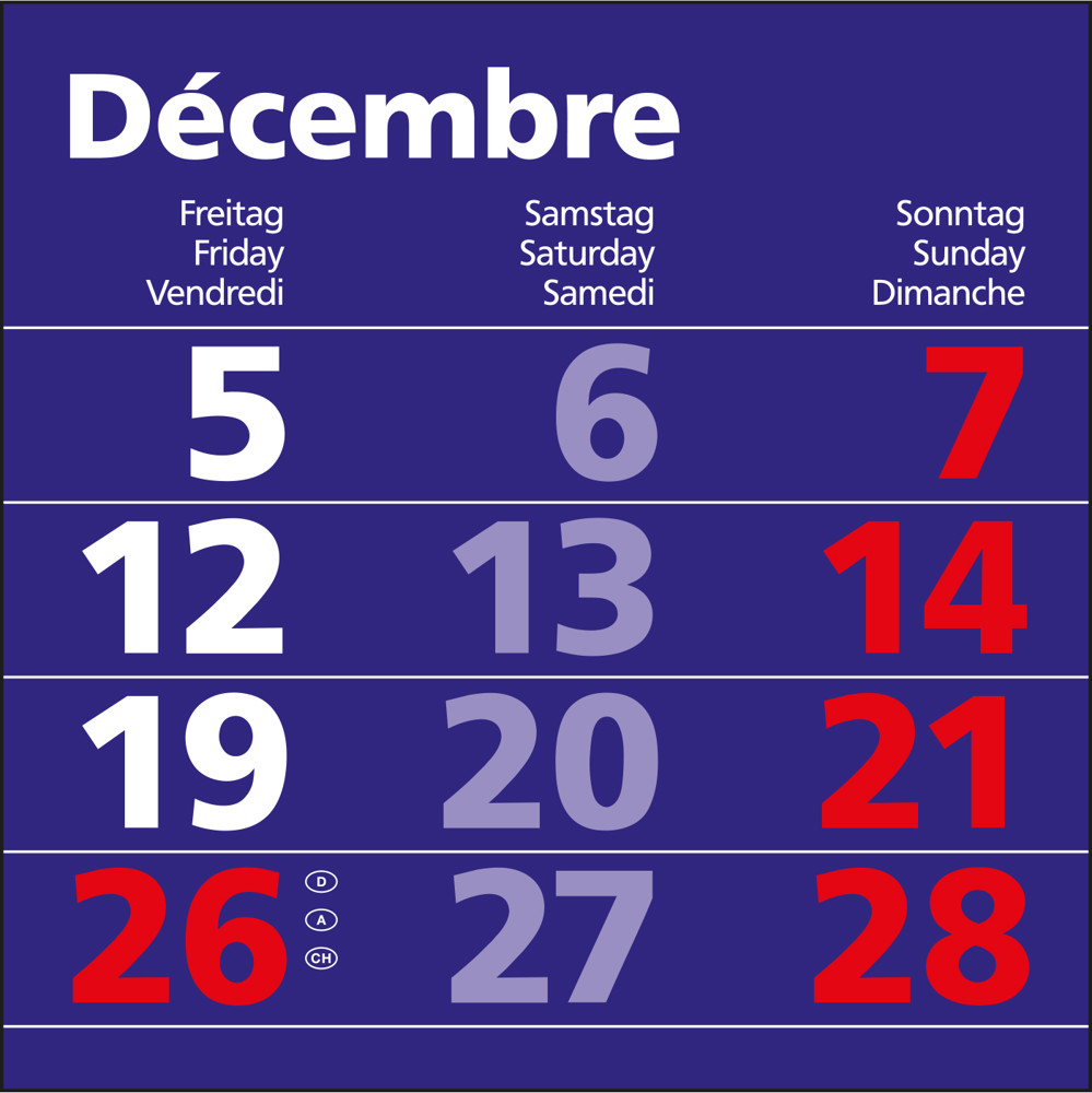 3-Monatskalender Einblatt Solid 3, dunkelblau