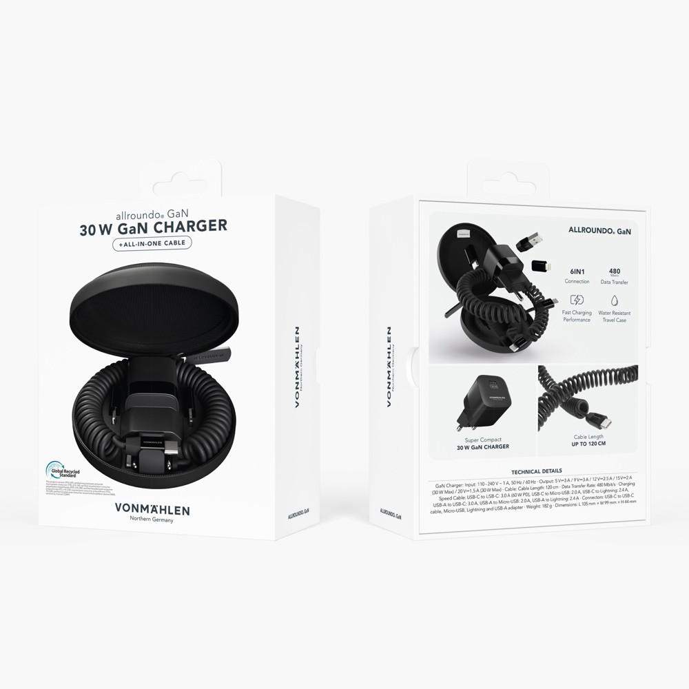 allroundo® GaN - Das 30-W-GaN-Ladegerät + All-in-One-Kabel