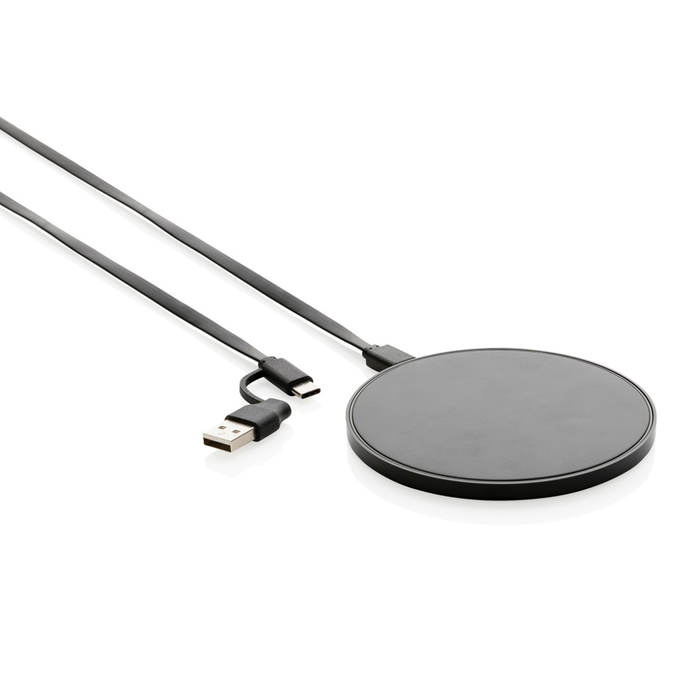 10W Wireless Charger aus RCS Standard recyceltem Kunststoff - schwarz (± PMS Black)