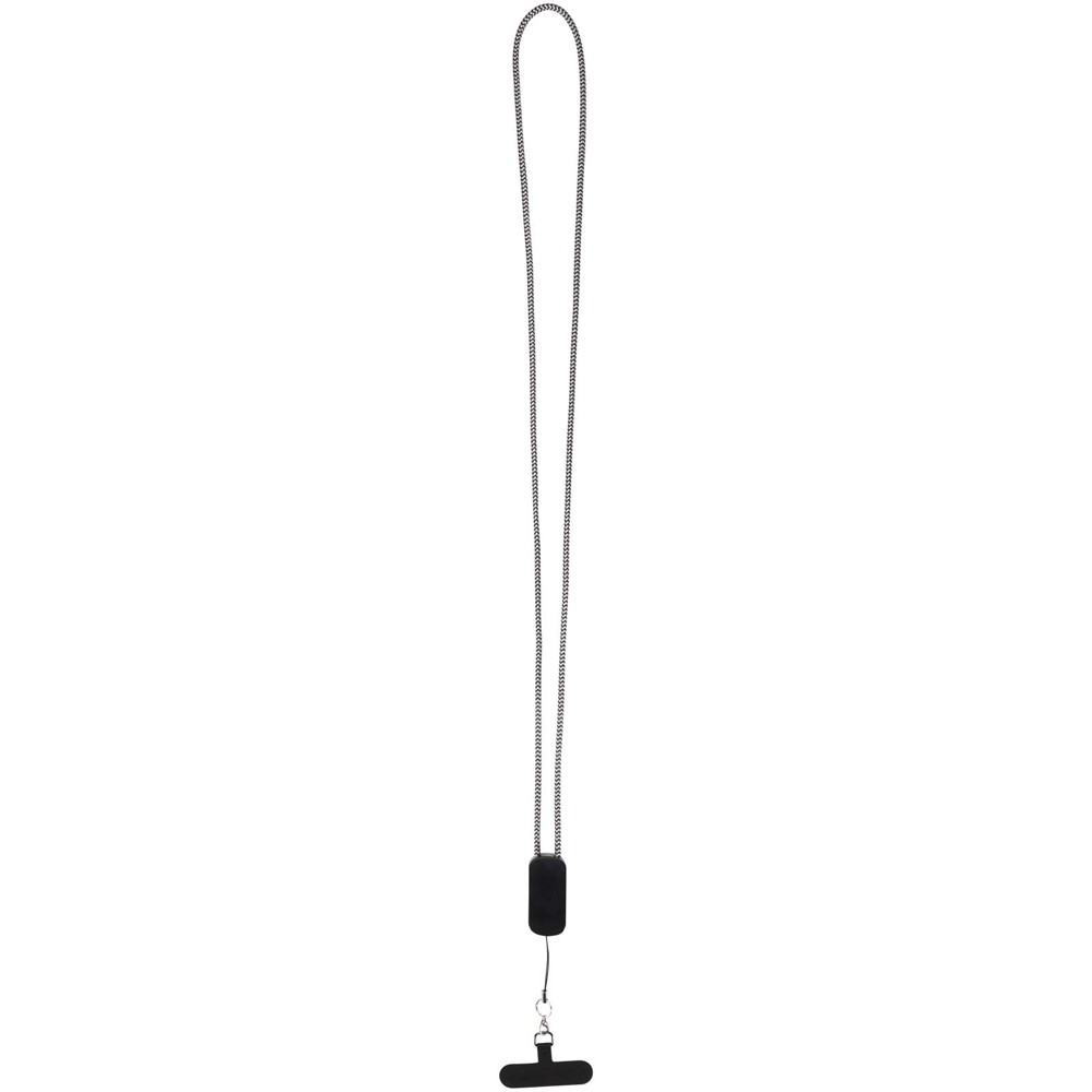 Anser Smartphone Lanyard aus recyceltem Kunststoff mit 27 W 5-in-1 integriertem Kabel - Schwarz