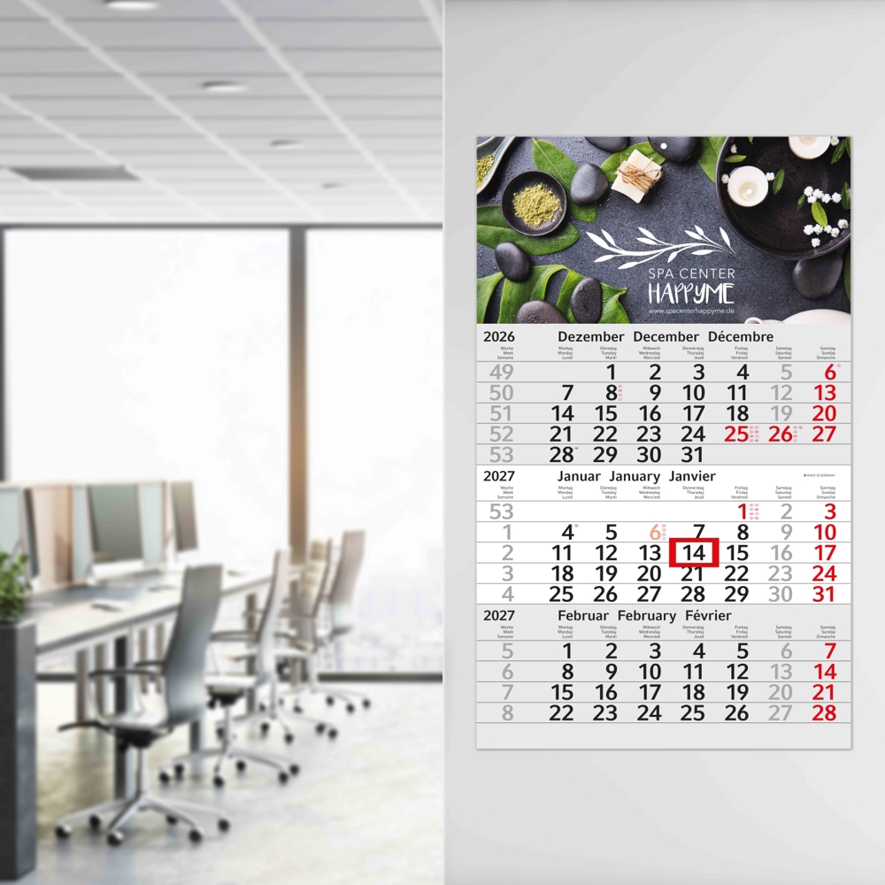 3-Monatskalender Einblatt Budget 3, rot