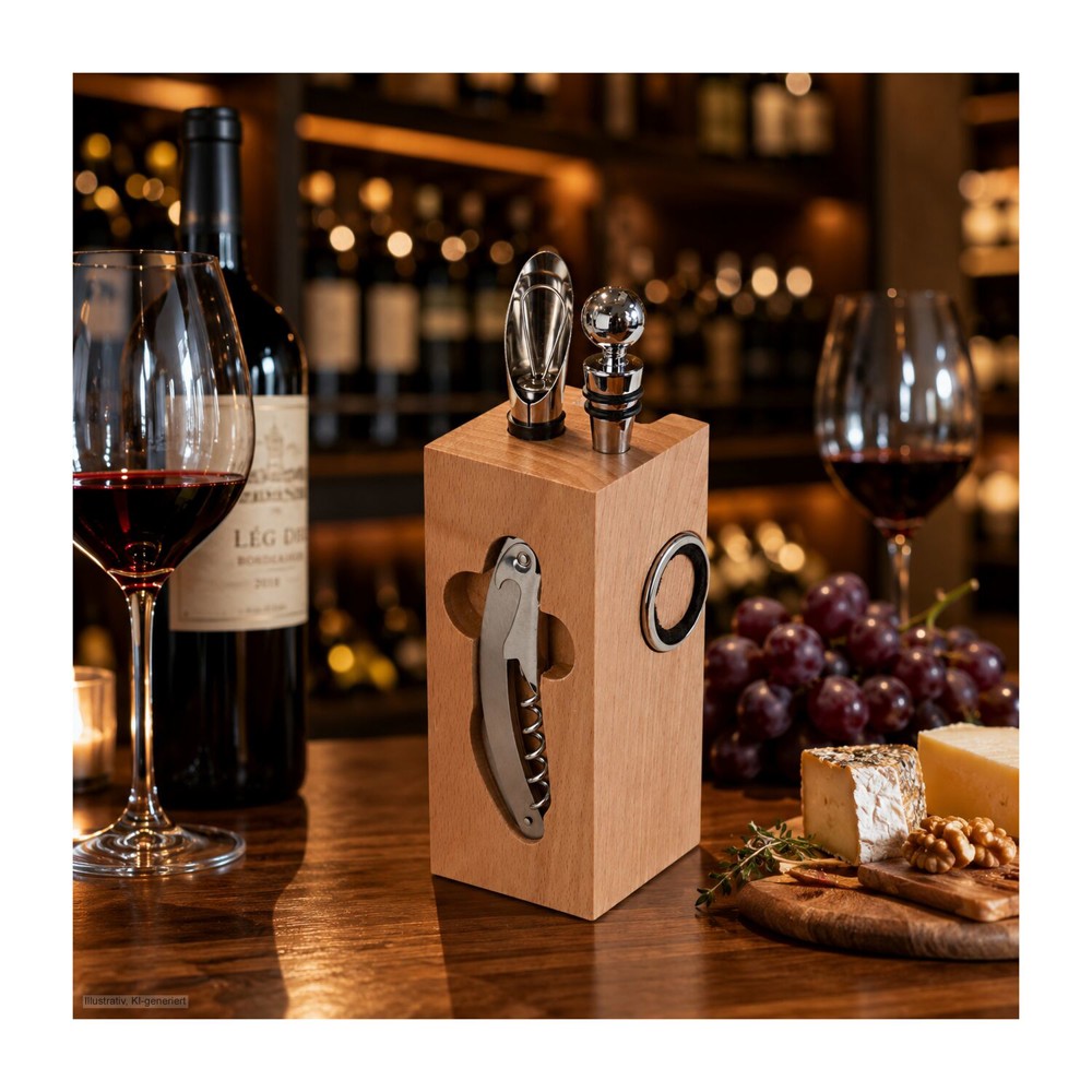 Buche-Block mit Wein