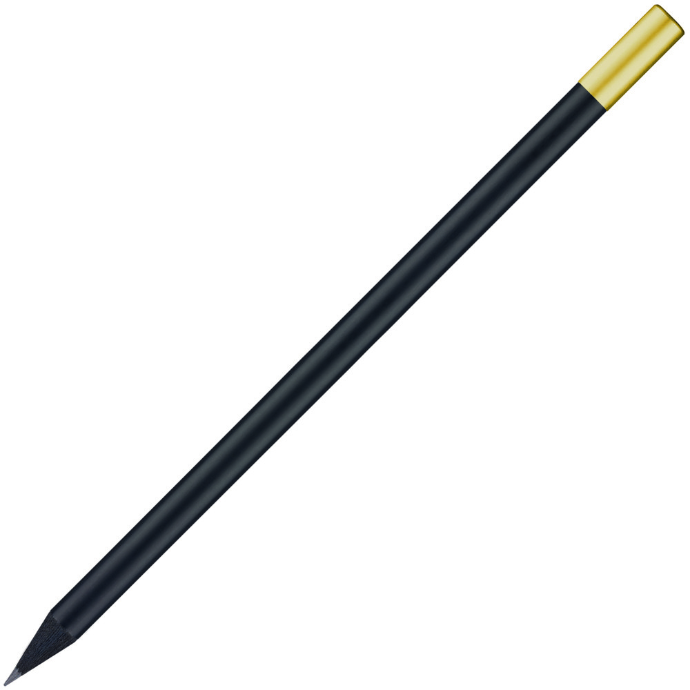 Bleistift mit Magnet und Metallkappe, FSC® - schwarz / gold