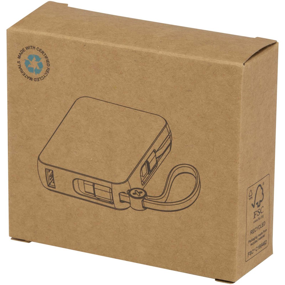 Acrux 35 W 10.000 mAh Tablet Powerbank mit integriertem Typ-C-Kabel aus recyceltem Kunststoff
