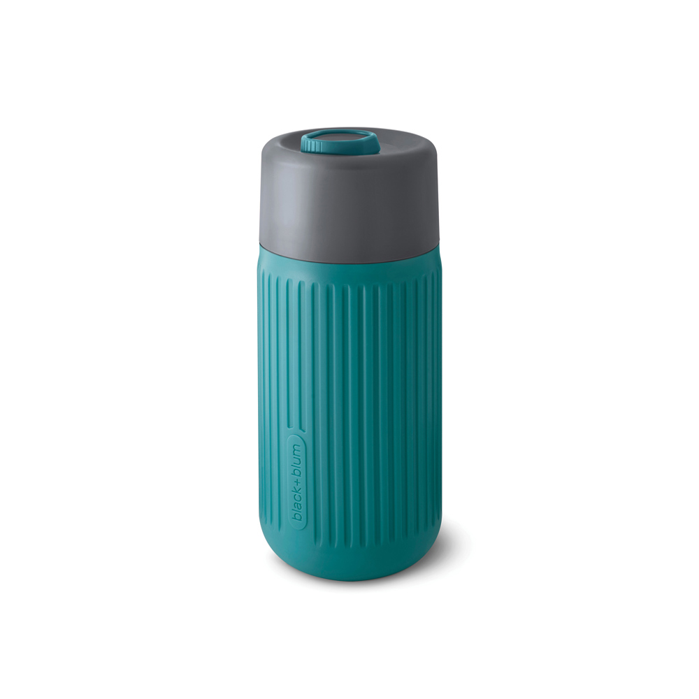 Black+Blum Glas-Reisebecher 340ml - turkis (± PMS 315U)