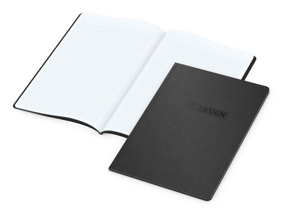 Notizbuch Tablet-Book, A4, Winkelkaro, schwarz, Prägung