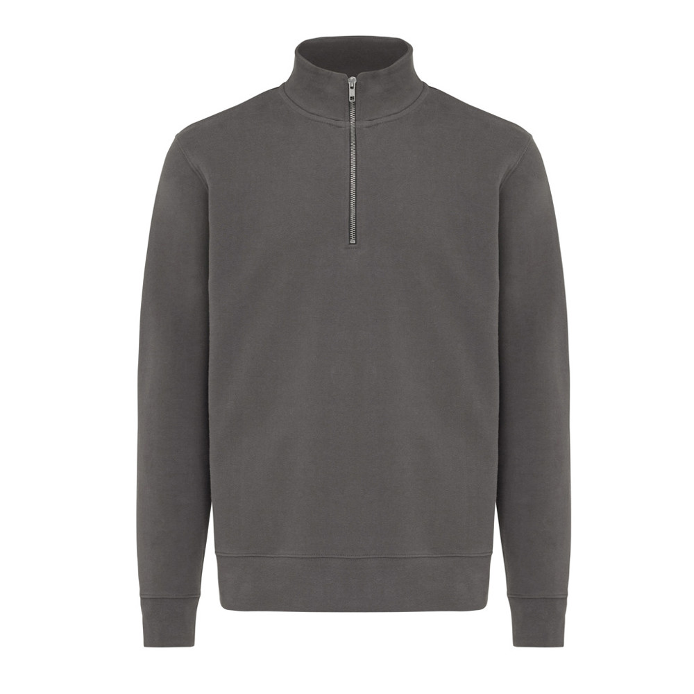 IQONIQ Elgon Quarter-Zip-Sweater aus rec. Baumwolle - anthrazit (± PMS 19-3900 TCX)