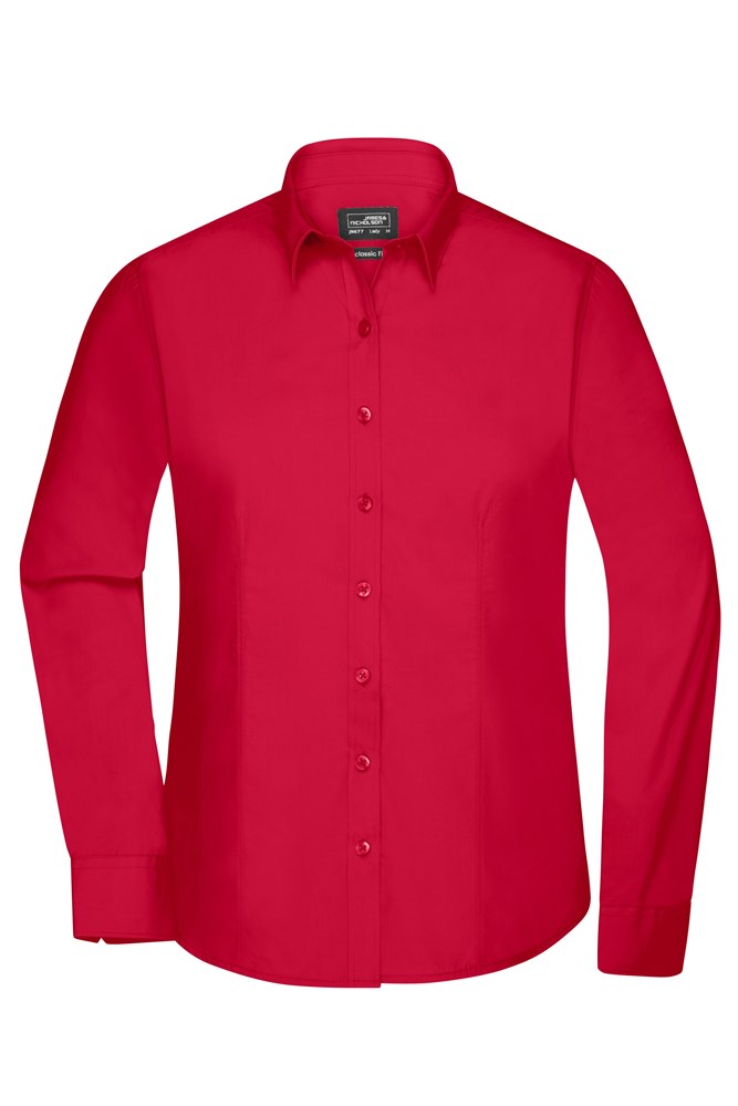 Ladies' Shirt Long-Sleeved Poplin - Red (ca. Pantone 200C)