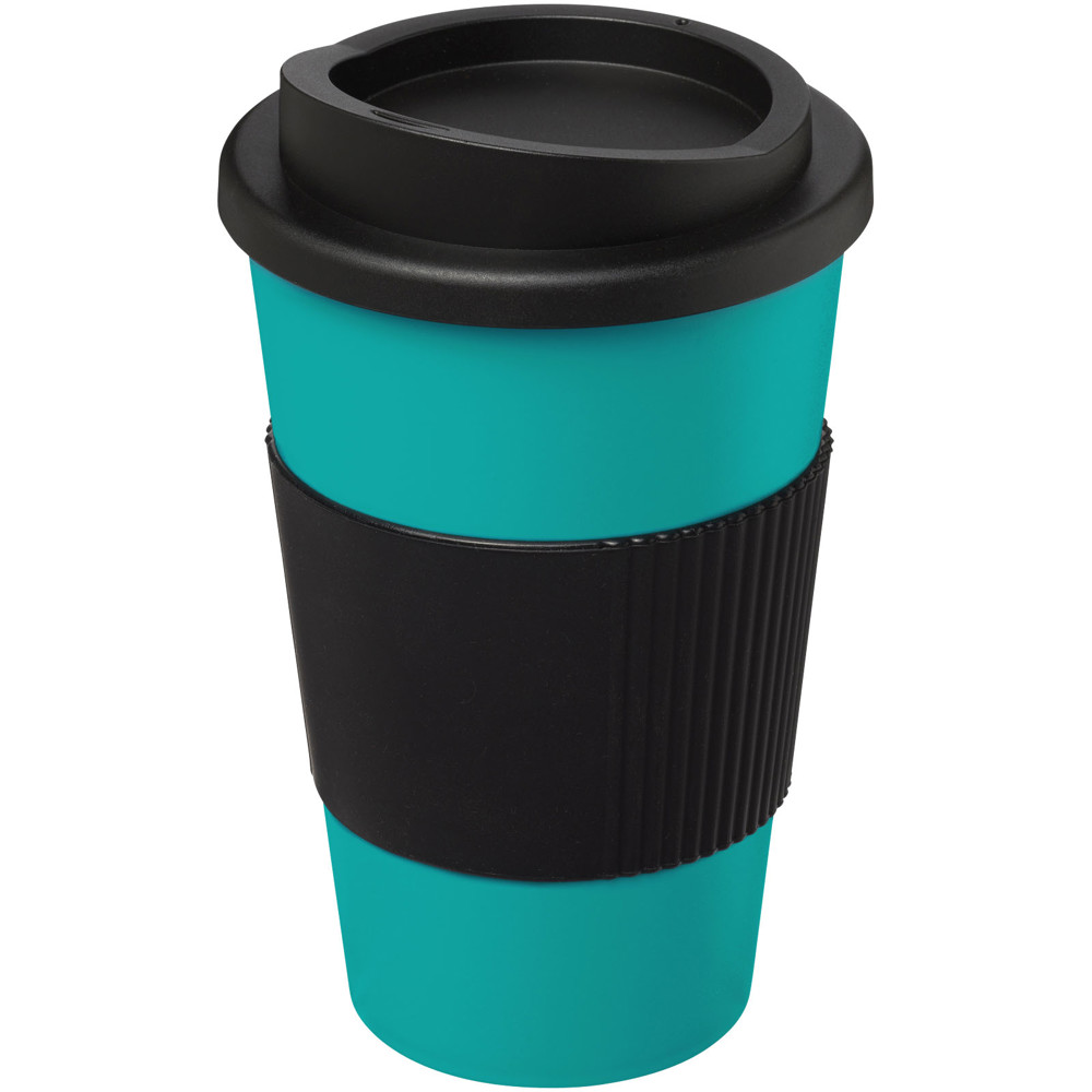 Americano® 350 ml Isolierbecher mit Schutzring - aquablau, schwarz