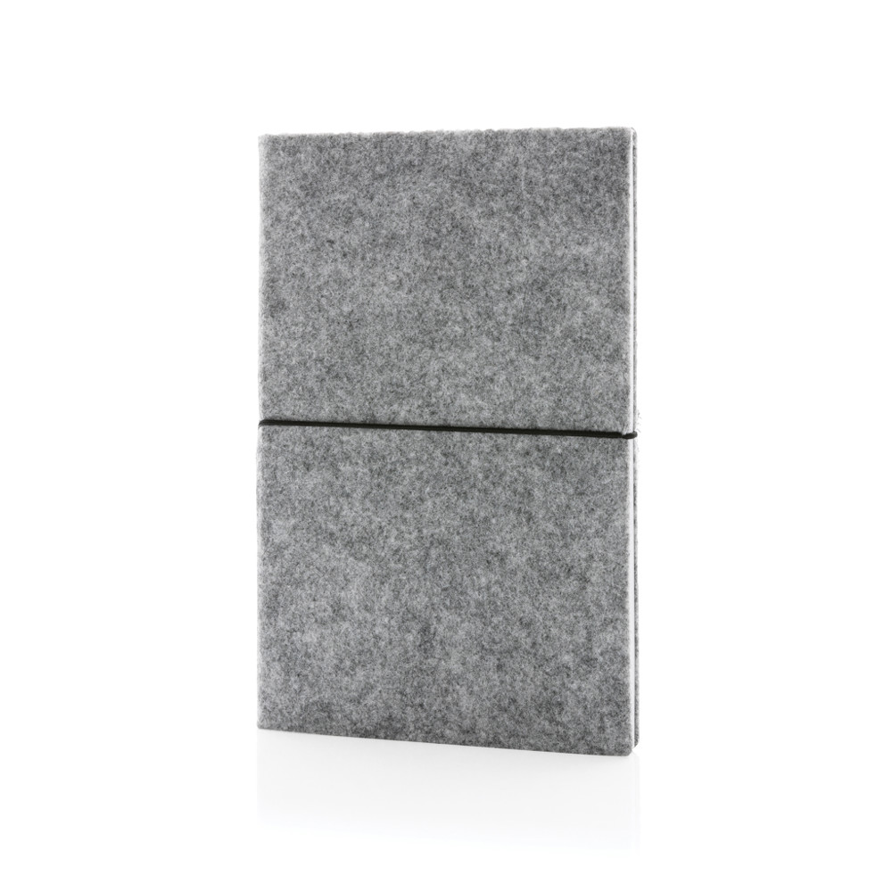 A5-Softcover-Notizbuch aus GRS zertifiert recyceltem Filz - grau (± PMS Grey)