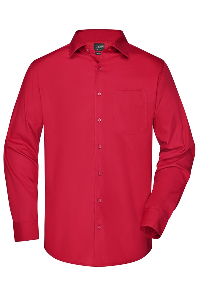 Men's Business Shirt Long-Sleeved - Red (ca. Pantone 200C)