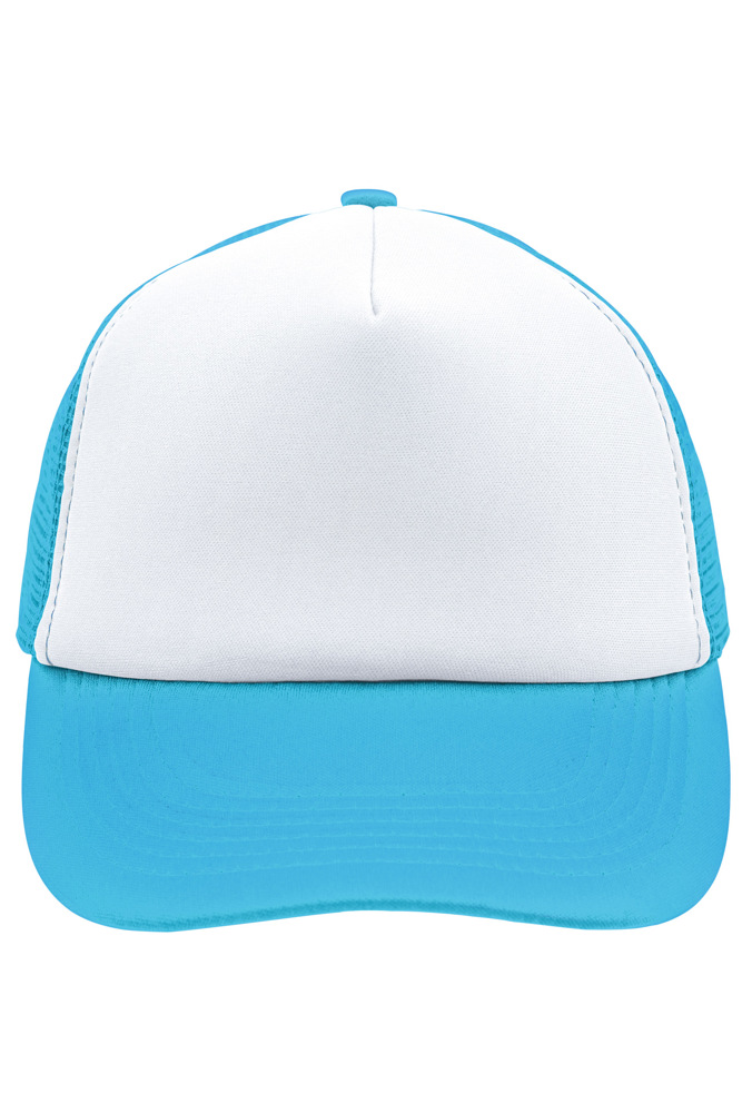 5 Panel Polyester Mesh Cap - White/pacific (ca. Pantone white
630C)