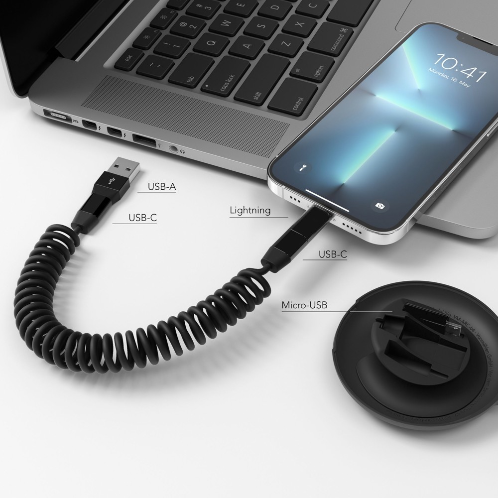 allroundo® eco - Das nachhaltige All-in-One Lade- und Datenkabel - Schwarz