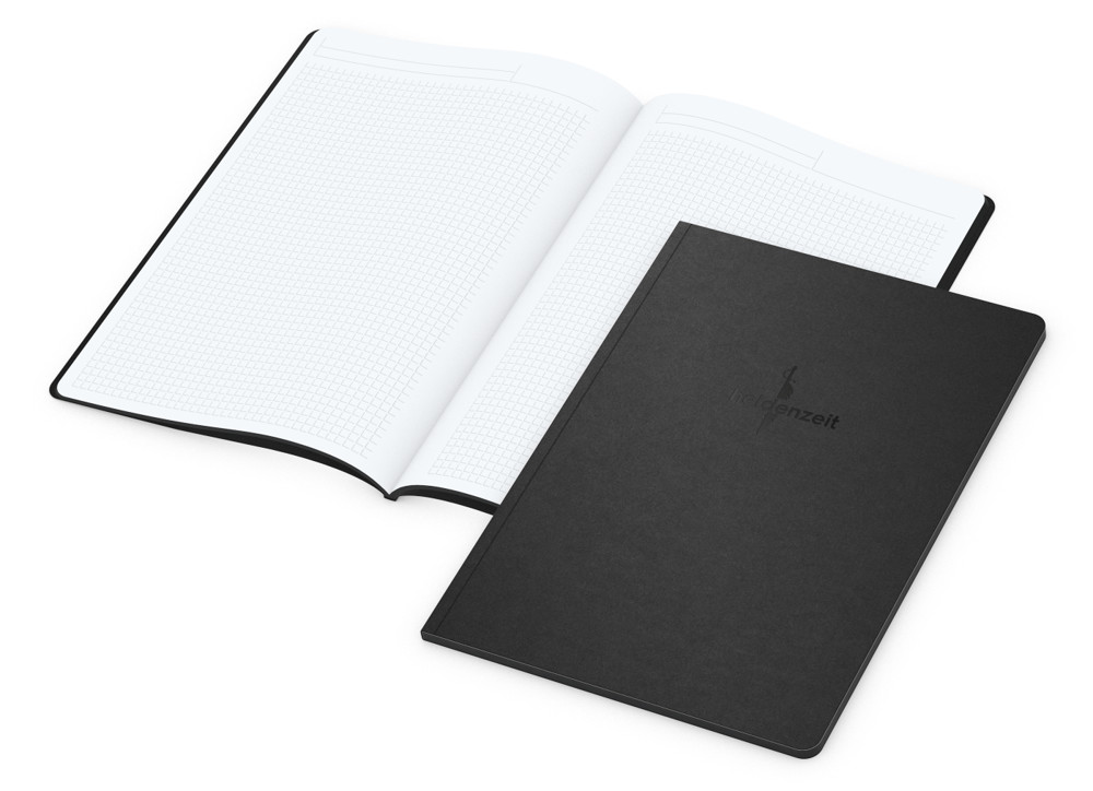 Notizbuch Tablet-Book, A4, Winkelkaro, schwarz, Prägung