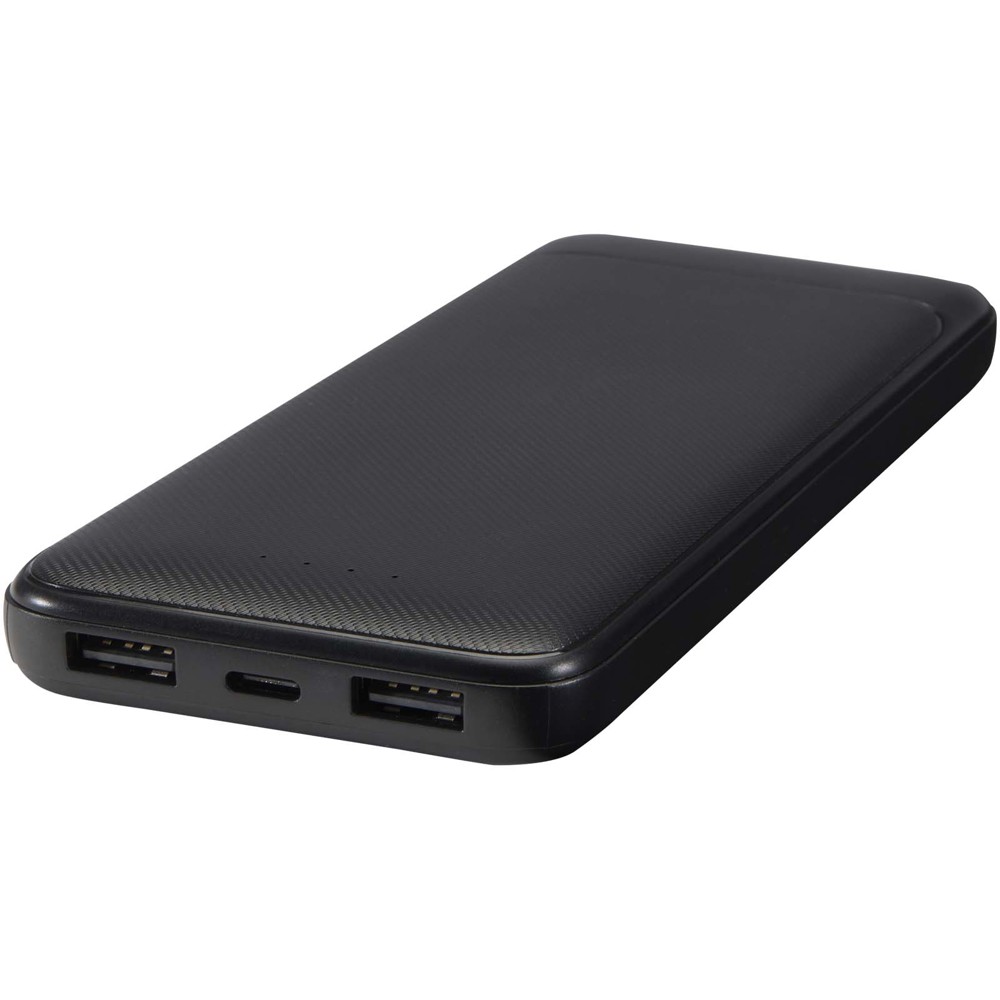 Adhil 10 W 10.000 mAh Powerbank aus recyceltem Kunststoff mit 2 integrierten Kabeln
