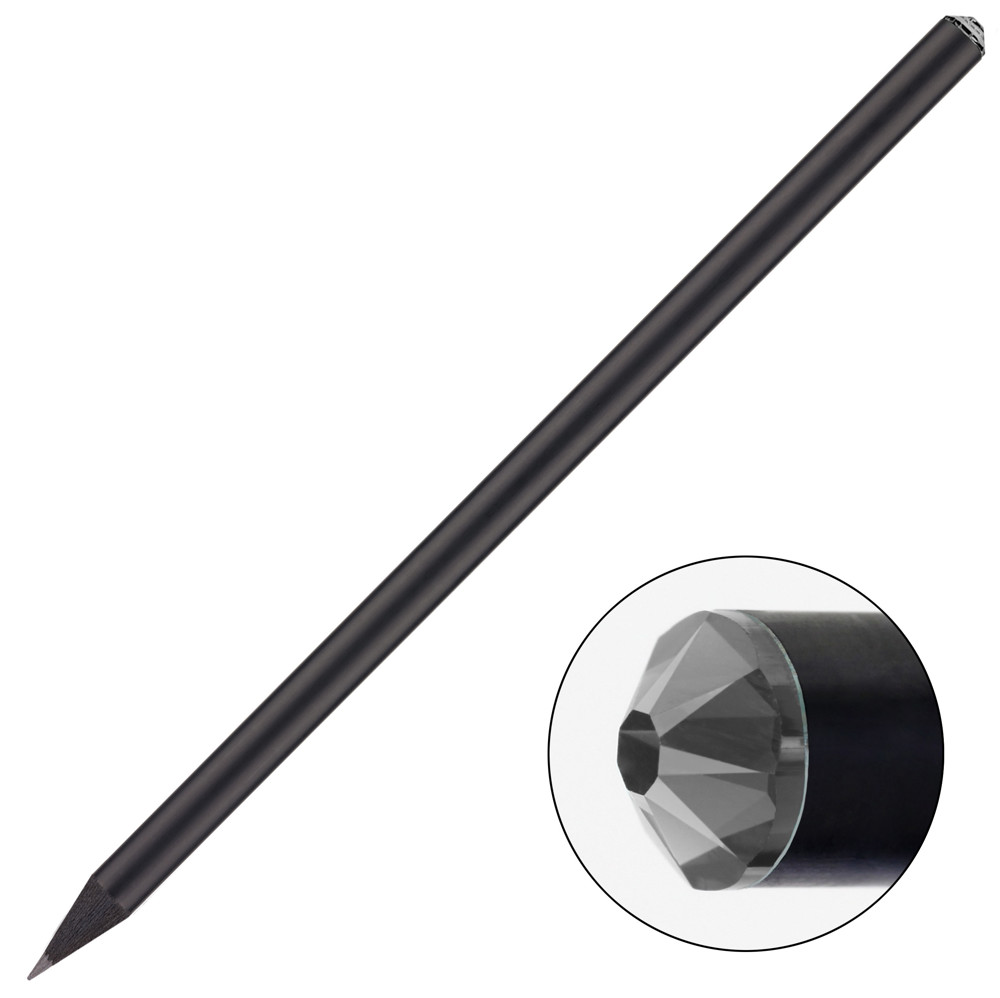 schwarzer Bleistift mit original Preciosa-Kristall, FSC® - schwarz / hellschwarz