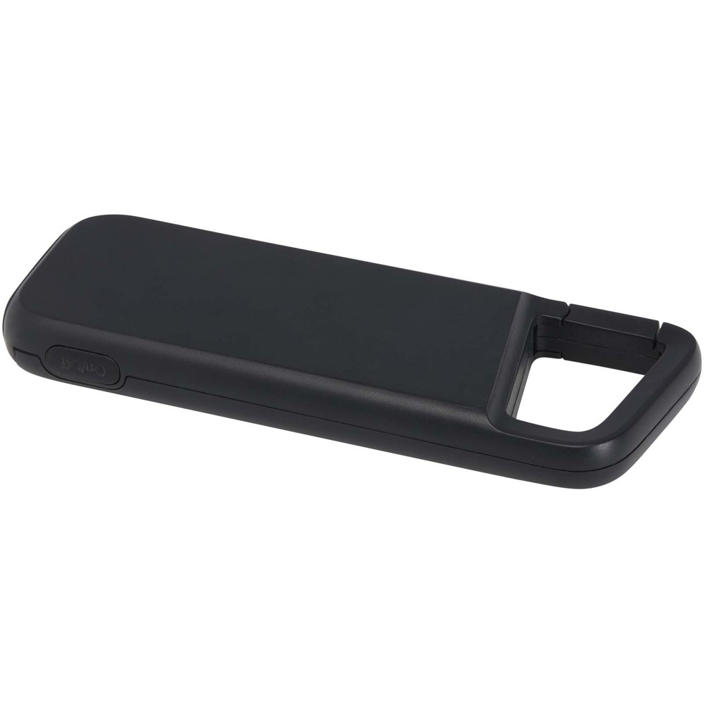 Alkes 12 W 5.000 mAh wasserfeste Powerbank aus recyceltem Kunststoff mit Karabinerhaken
