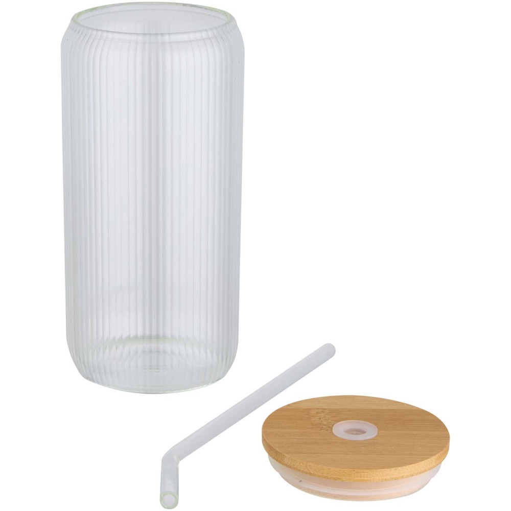 Mirage 500 ml einwandiges Glas aus Borosilikatglas mit Bambusdeckel