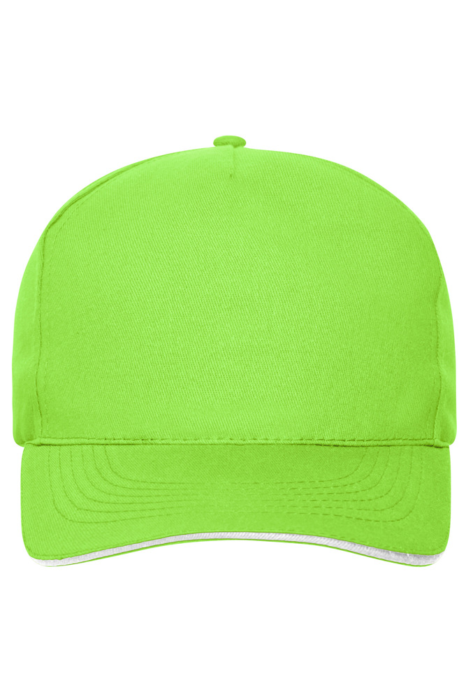 5 Panel Sandwich Cap Organic Cotton - Lime-green/white (ca. Pantone 367C
white)