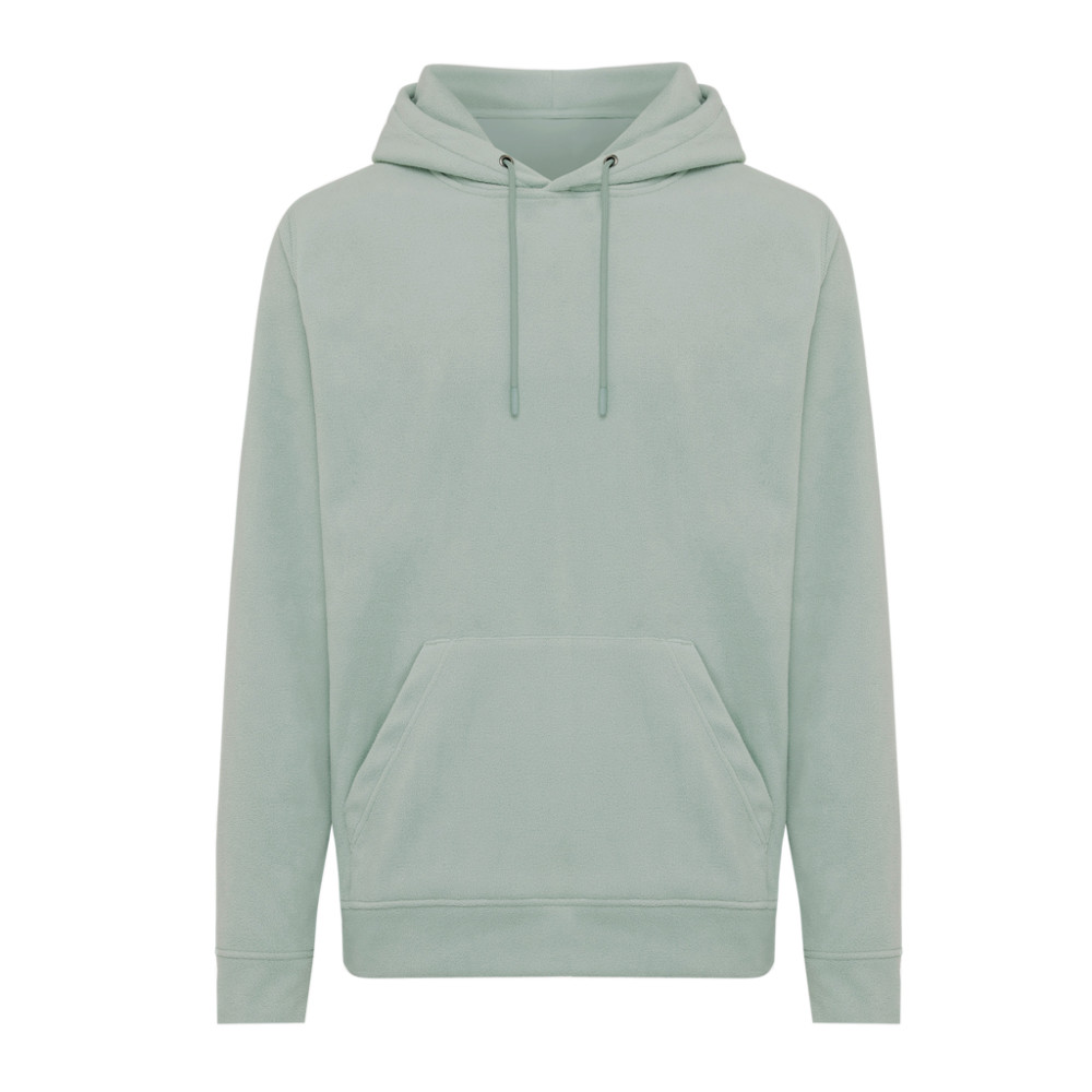 IQONIQ Trivor Mikrofleece-Kapuzen-Pulli aus recyc. Polyester - Iceberg green (± PMS 15-5205 TCX)