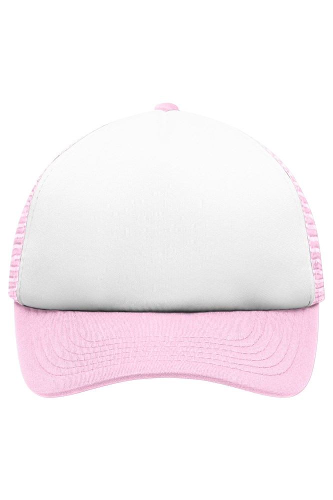 5 Panel Polyester Mesh Cap for Kids - White/baby-pink (ca. Pantone white
706C)