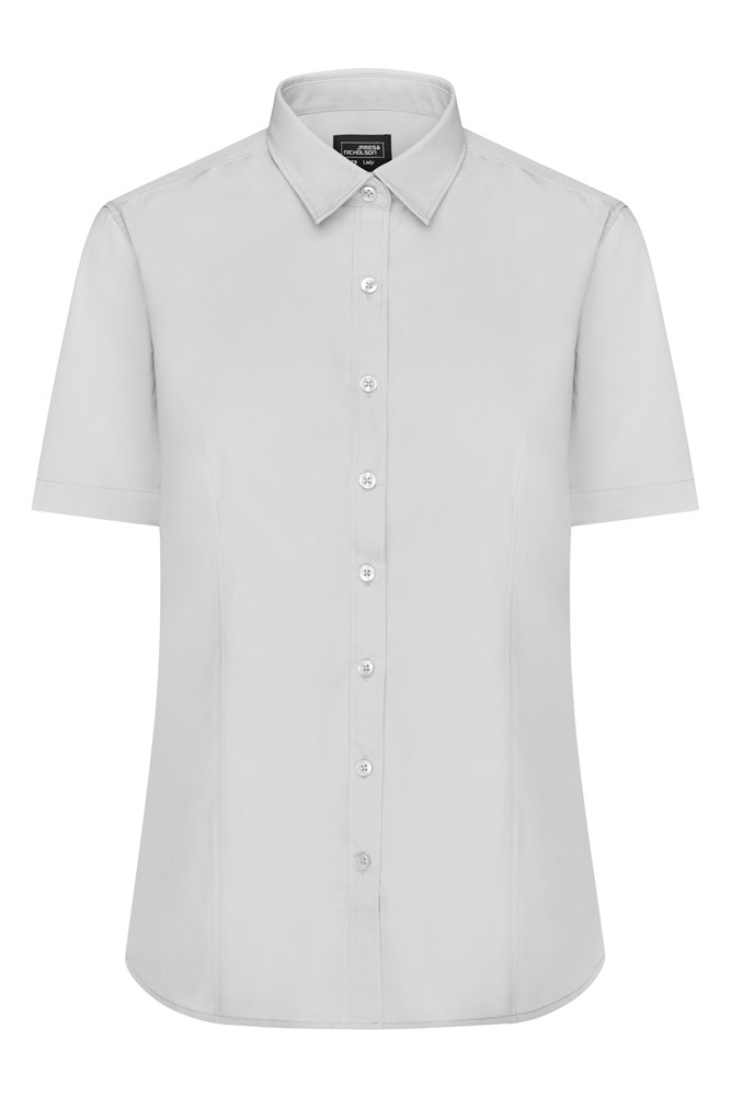 Ladies' Shirt Short-Sleeved Poplin - Light-grey (ca. Pantone 400C)