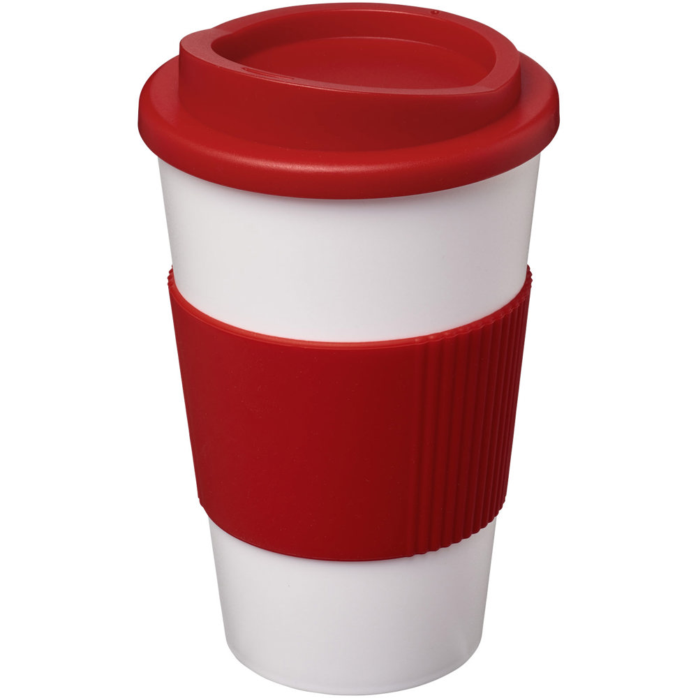 Americano® 350 ml Isolierbecher mit Schutzring - rot, weiss