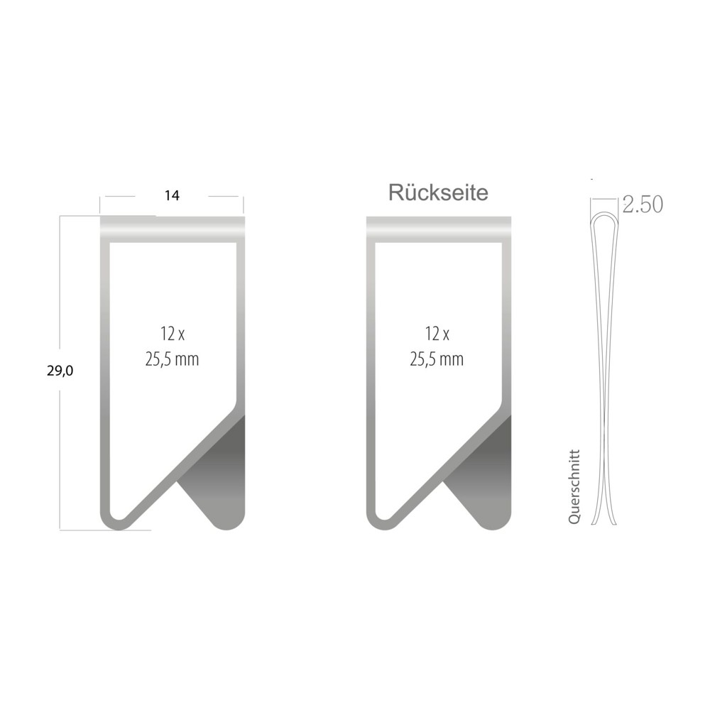 ROMINOX® Mehrweg-Büroklammer X Clip Variante A, idealer Mailingartikel für Dokumente, bis zu 12 Seiten Klemmkraft
