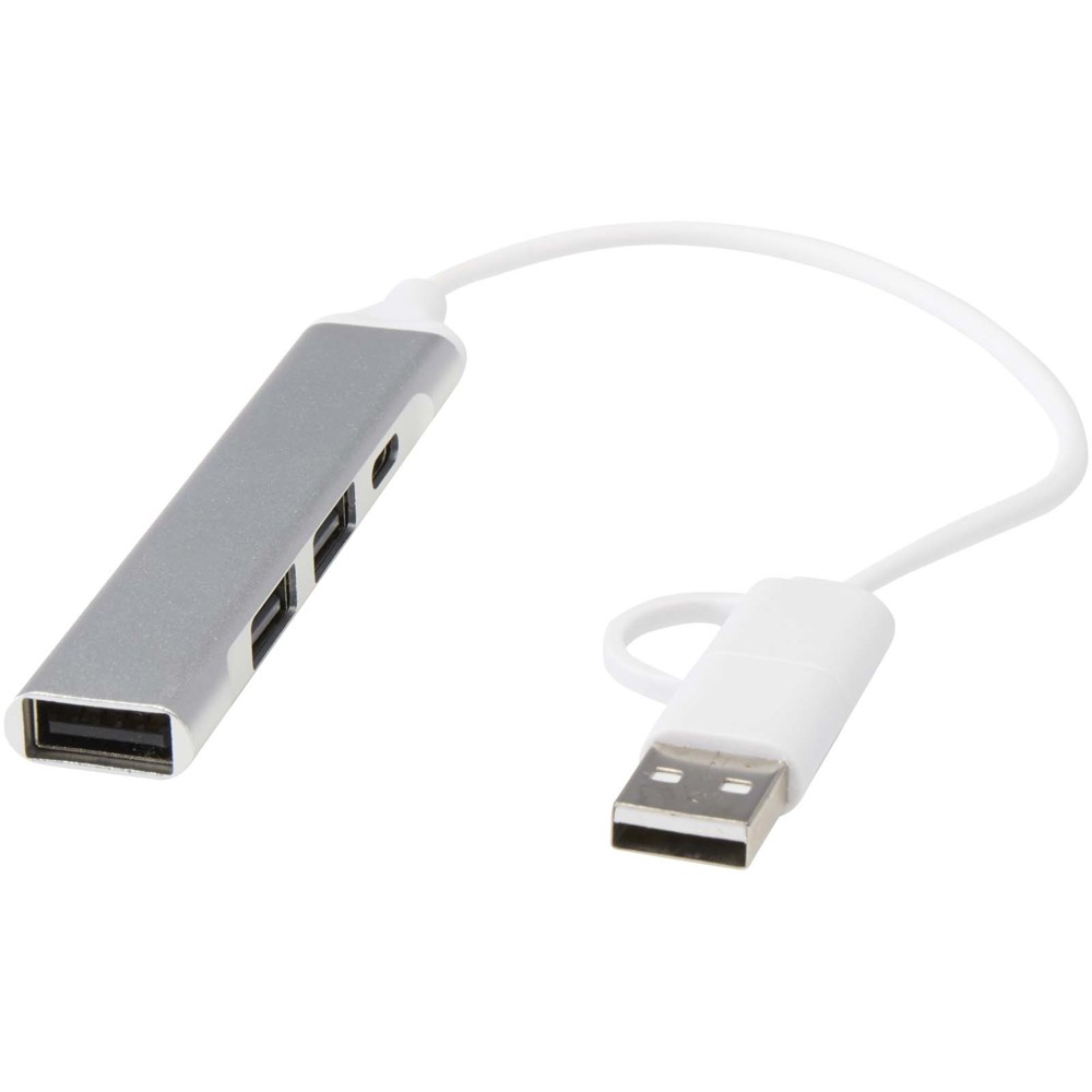 Alkaid 4 Port Hub aus recyceltem Aluminium mit USB-A- und Typ-C-Anschlüssen und zwei Eingängen