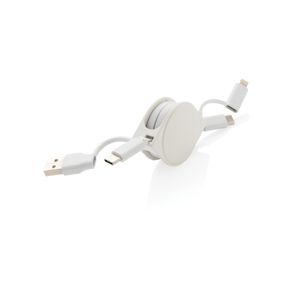 4-in-1 Kabel aus TPE und RCS Standard recyceltem Kunststoff - weiß (± PMS White)