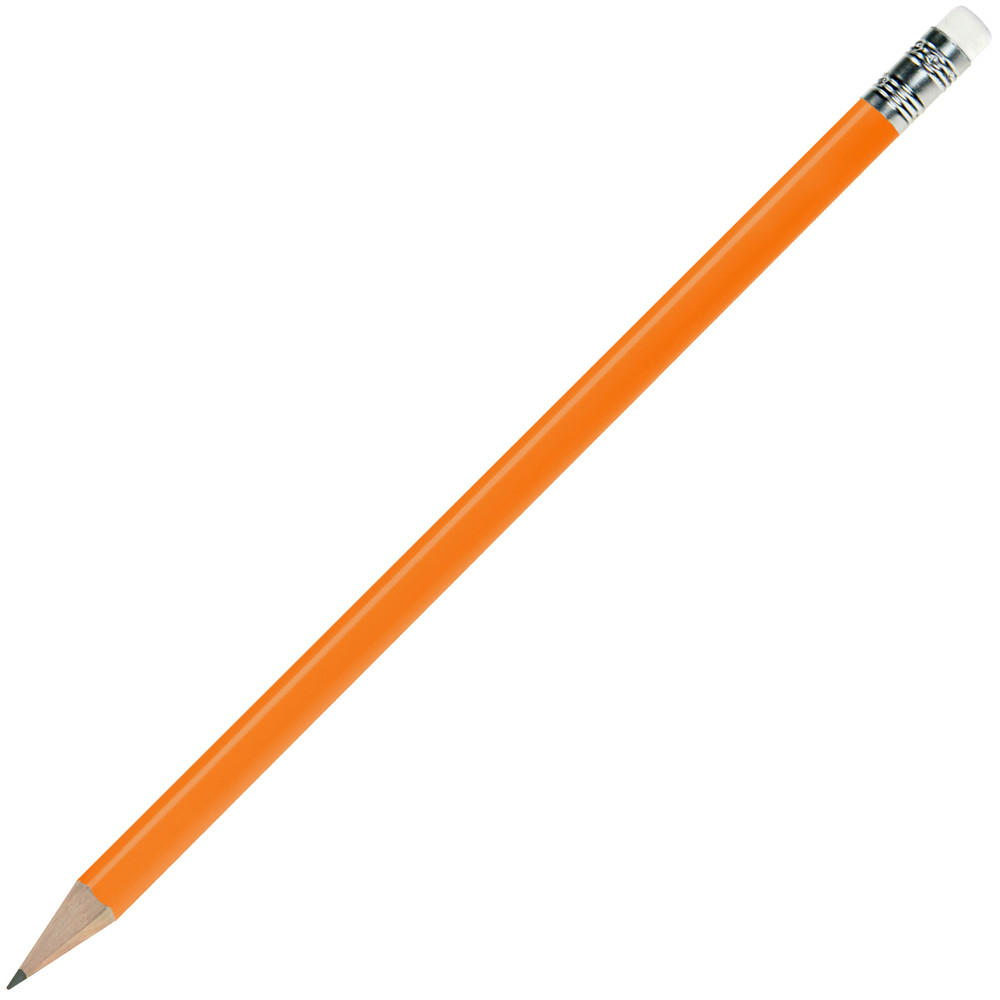 Bleistift rund, lackiert, Made in EU, FSC®, mit Radierer - Orange