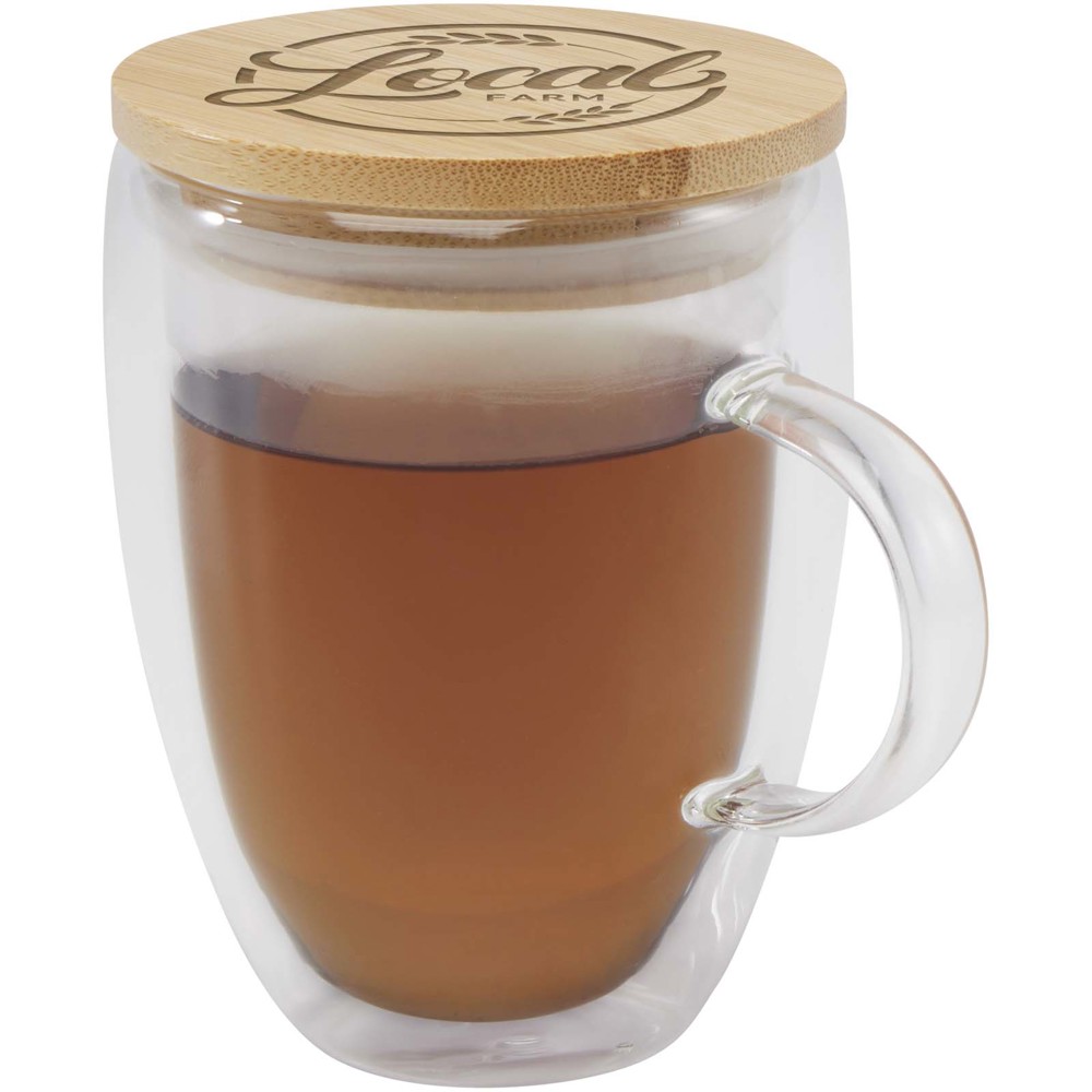 Leona 350 ml Glasbecher mit Bambusdeckel