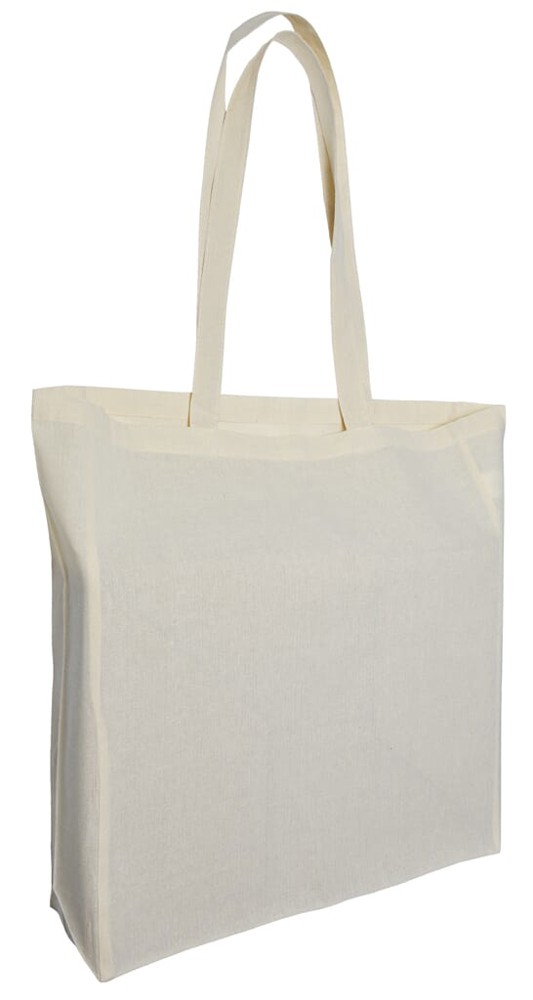 Baumwolltaschen mit langen Henkeln und Bodenfalte, 140 gr/m² - Natur (Natural) / Natur