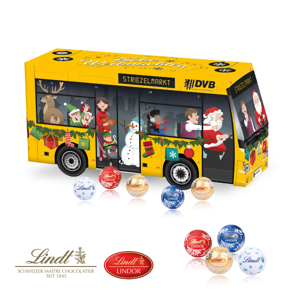 3D Adventskalender "Bus" mit Lindt Schokolade