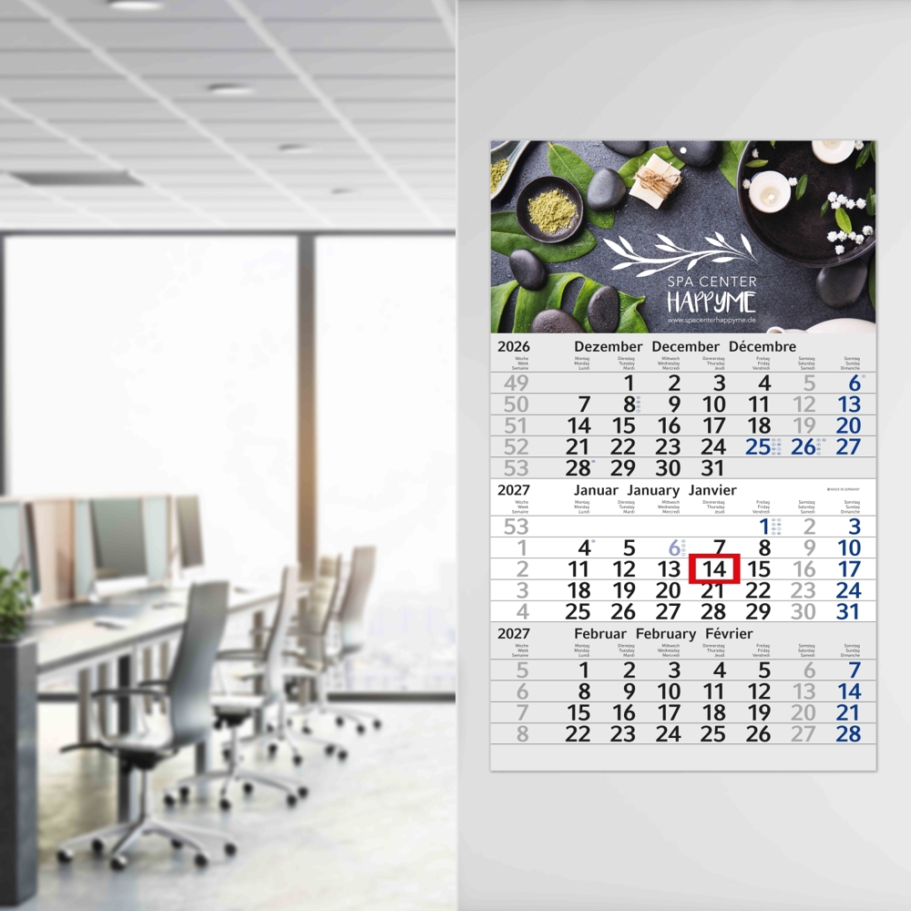 3-Monatskalender Einblatt Budget 3, blau