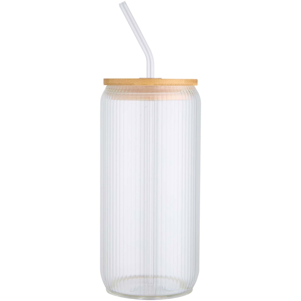 Mirage 500 ml einwandiges Glas aus Borosilikatglas mit Bambusdeckel