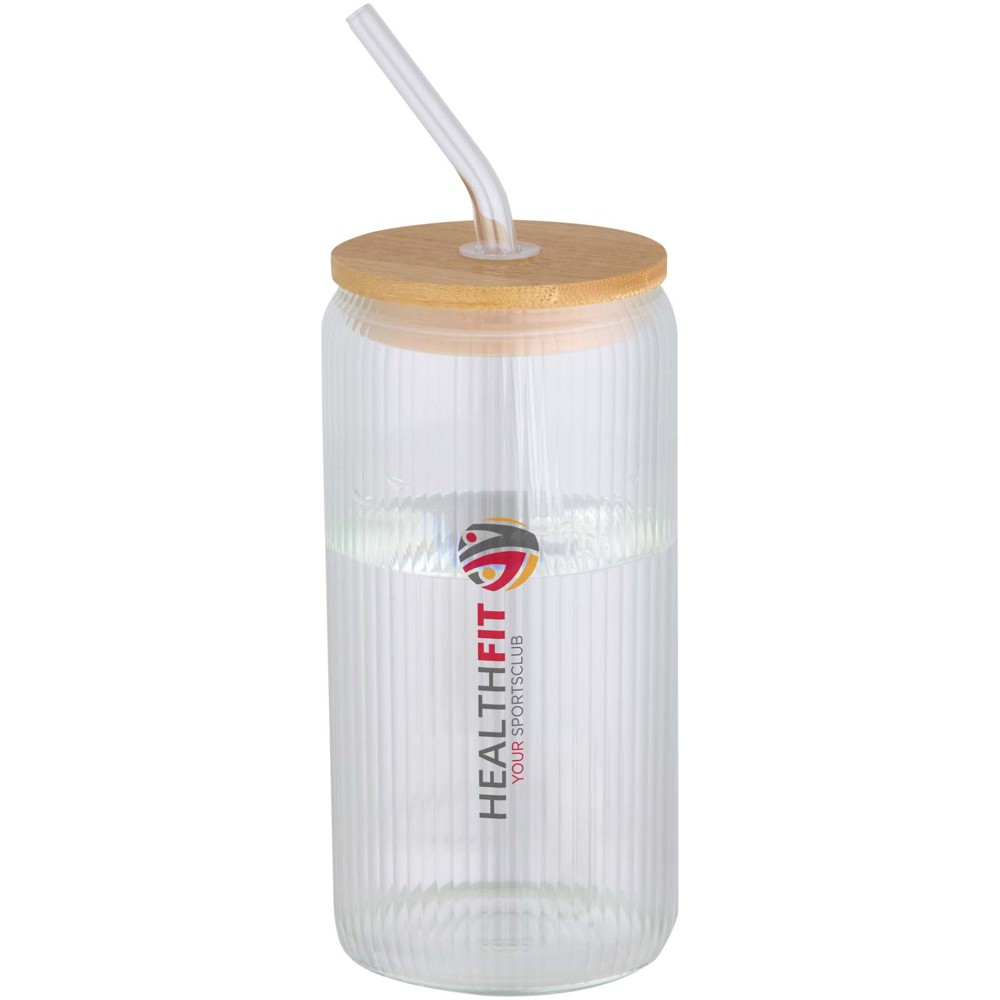 Mirage 500 ml einwandiges Glas aus Borosilikatglas mit Bambusdeckel