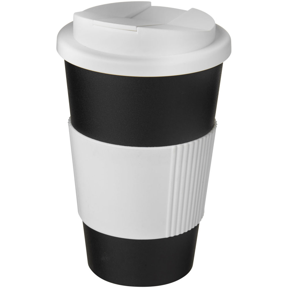 Americano® 350 ml Isolierbecher mit Schutzring & auslaufsicherem Schraubverschluss - schwarz, weiss