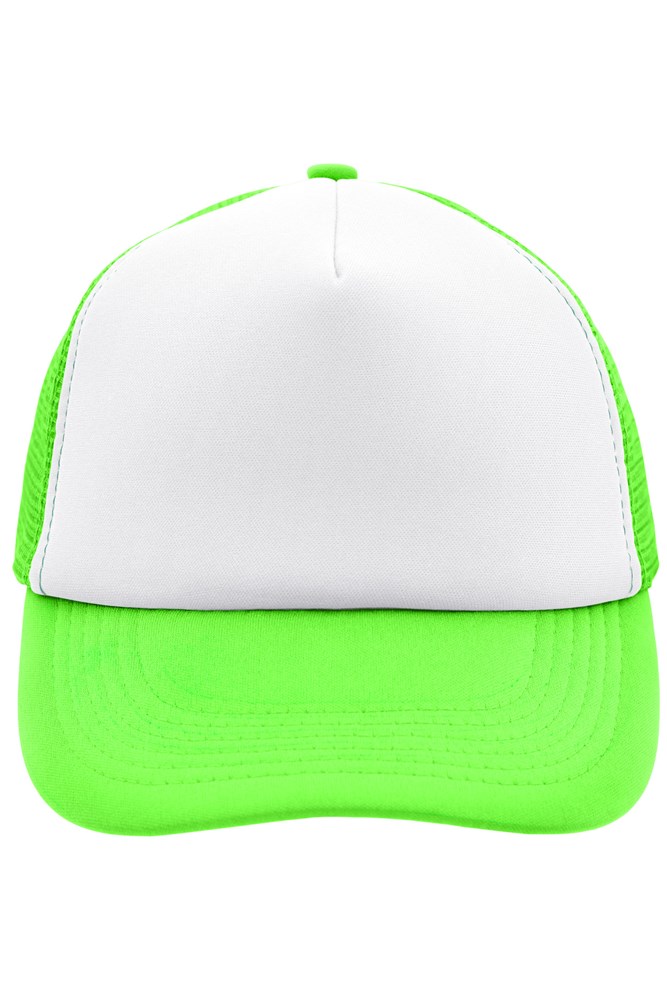 5 Panel Polyester Mesh Cap - White/neon-green (ca. Pantone white
802C)