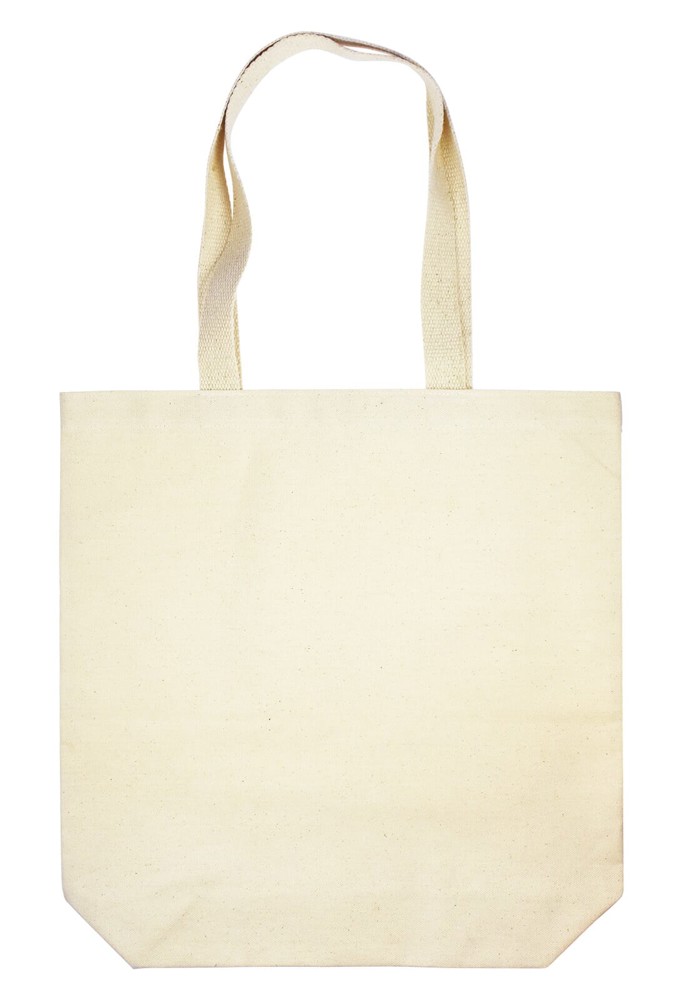 Bauwolltasche mit langen Henkeln und Bodenfalte, 300 gr/m² - Natur (Naturel) / Natur