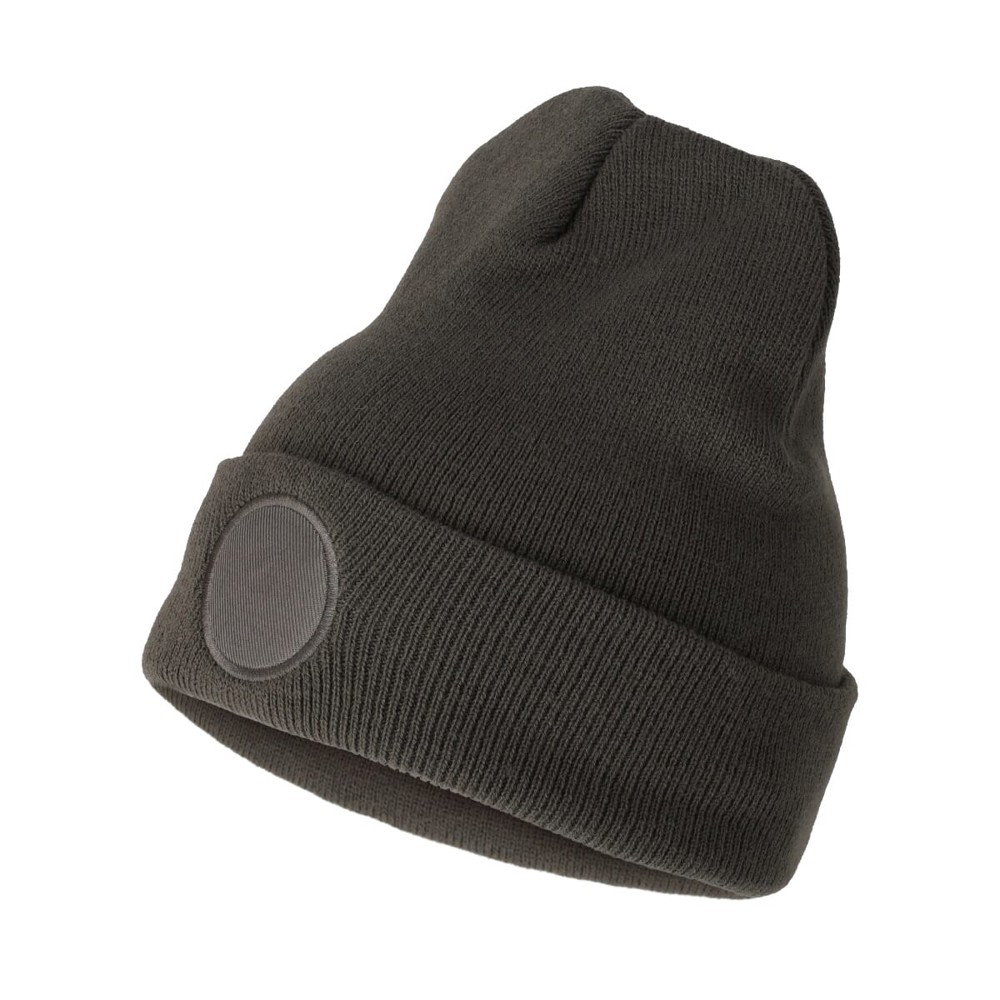Niltons Strickmütze mit rundem Aufnäher - Dunkelgrau (PMS Cool Grey 11c) / Dunkelgrau