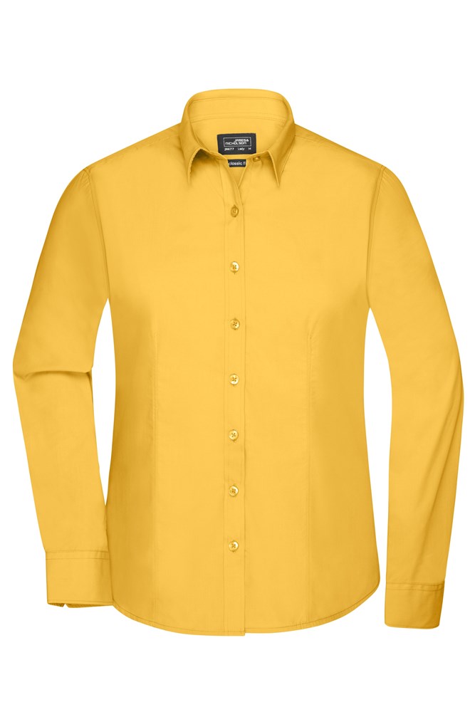 Ladies' Shirt Long-Sleeved Poplin - Yellow (ca. Pantone 101C)
