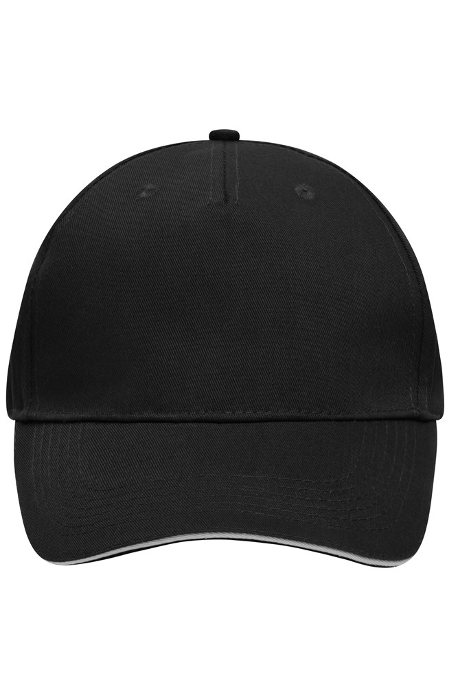 5 Panel Sandwich Cap - Black/light-grey (ca. Pantone blackC
443C)